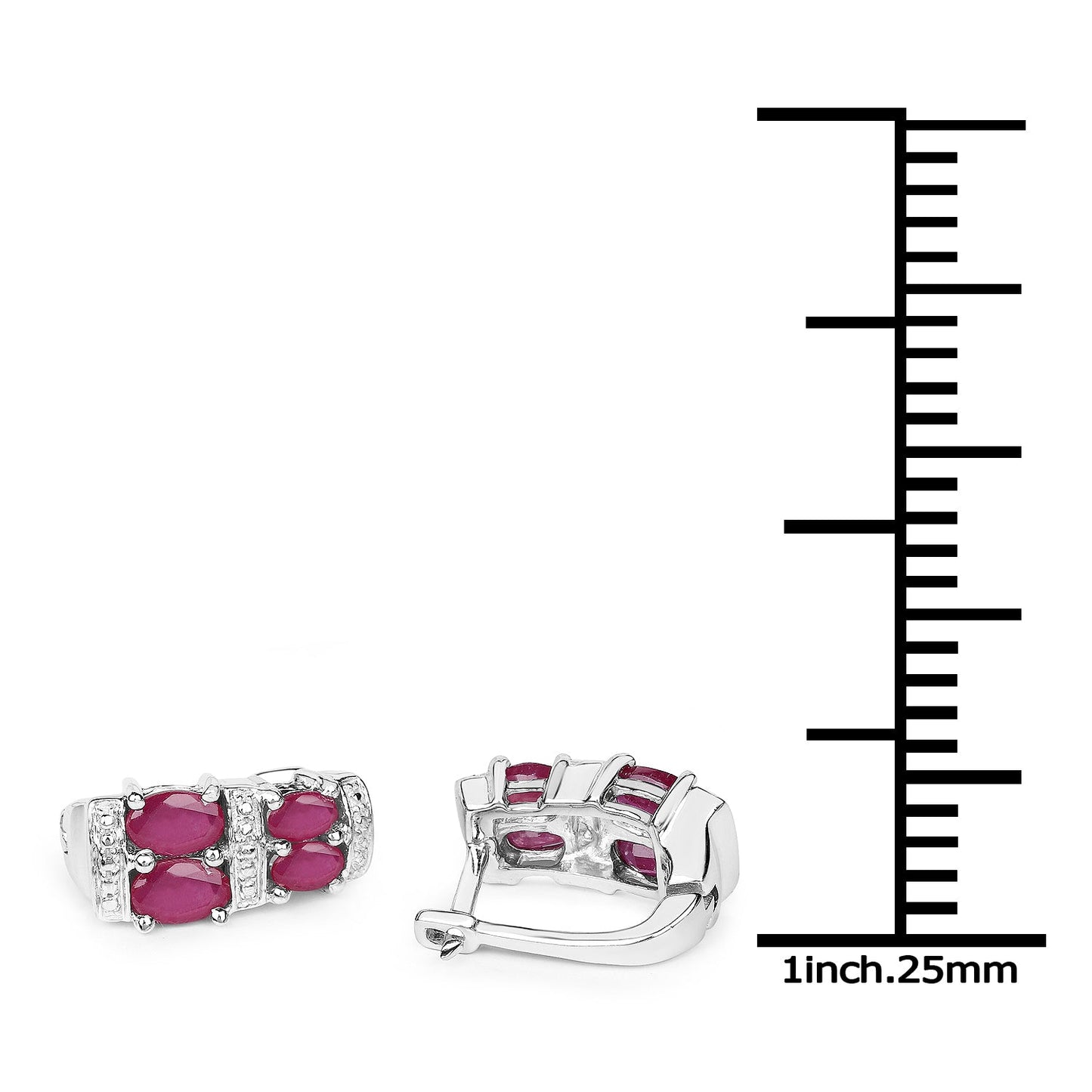Boucles d'oreilles en rubis remplis de verre de 3,20 carats en argent sterling