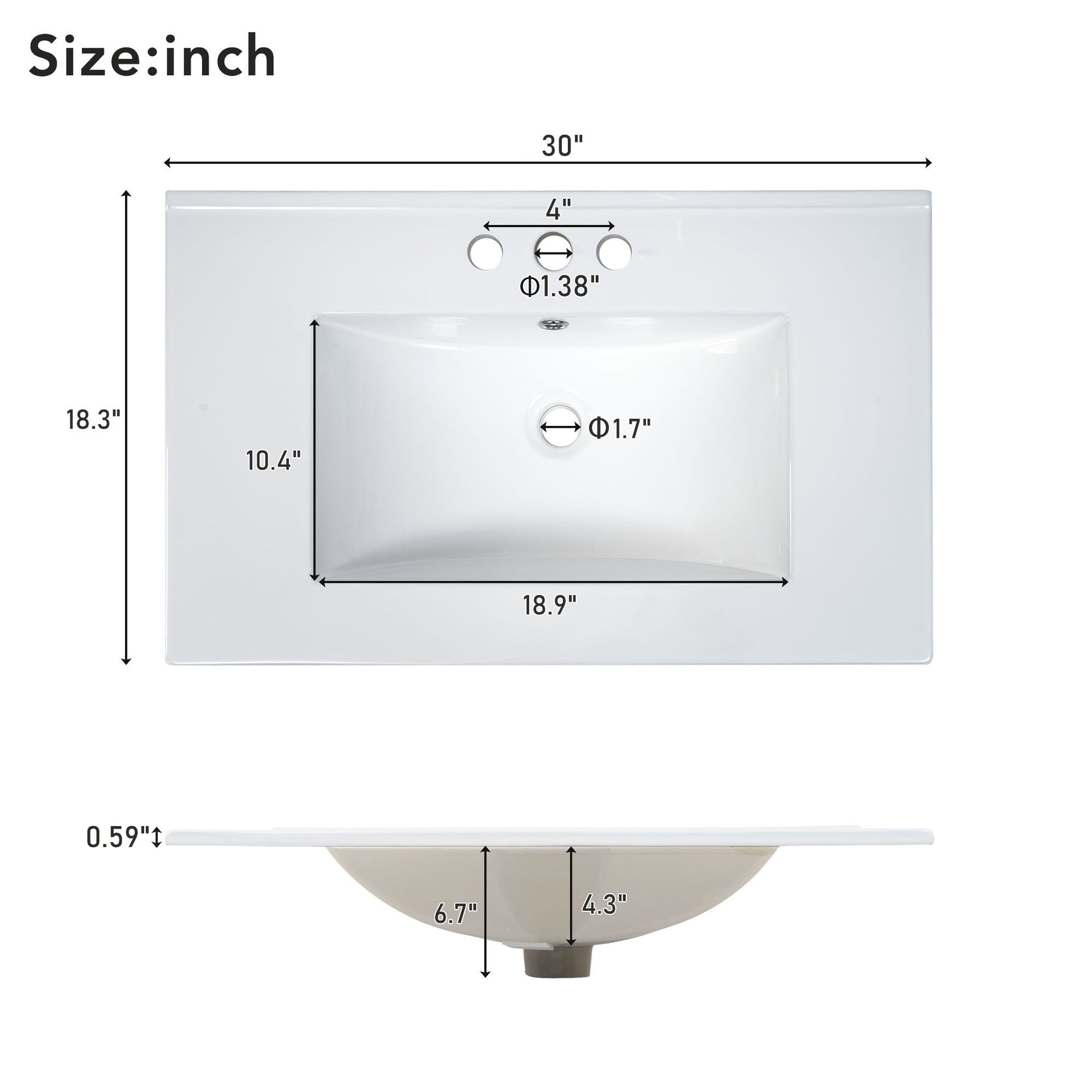 30-Inch White Bathroom Vanity with Ceramic Sink and Versatile Storage - Ideal for Small Bathrooms - Korvel