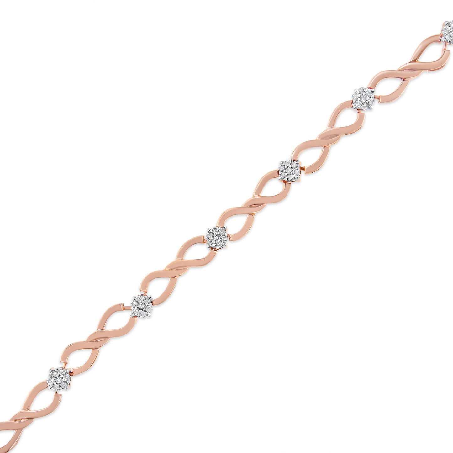 Pulsera de eslabones de infinito de diamantes de plata esterlina chapada en oro rosa de 10K - 7"