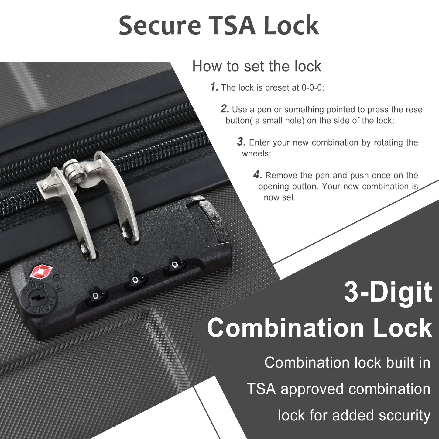 Maleta Spinner Dura Premium de 20'' con Cerradura TSA - Negra