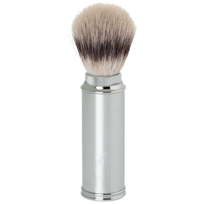 Edwin Jagger Synthetic Fibre Travel Shaving Brush with Nickel Case