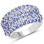 2.47 Carat Genuine Tanzanite Cluster Ring in Sterling Silver