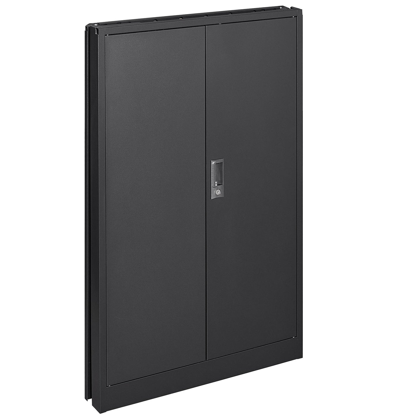Metal storage cabinet with locked door and adjustable shelf foldable storage cabinet black - Korvel