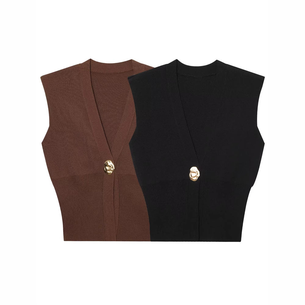 Elegant Casual Commuting Vest V-neck Tank Top for Women withDesign Sense - Korvel