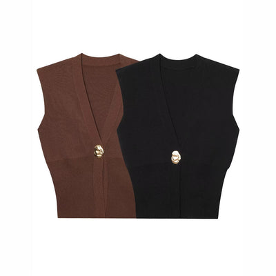 Elegant Casual Commuting Vest V-neck Tank Top for Women withDesign Sense - Korvel
