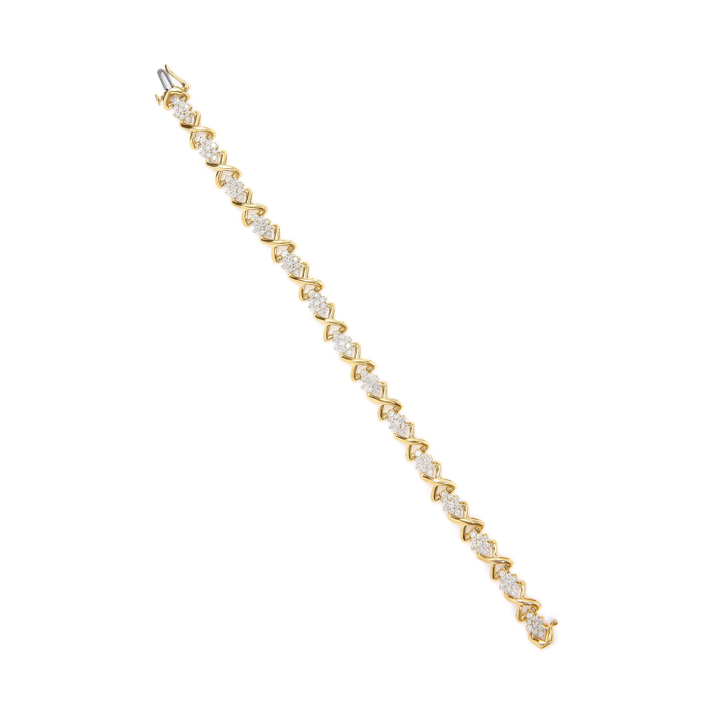 10k Yellow Gold Plated Sterling Silver Diamond Link Bracelet