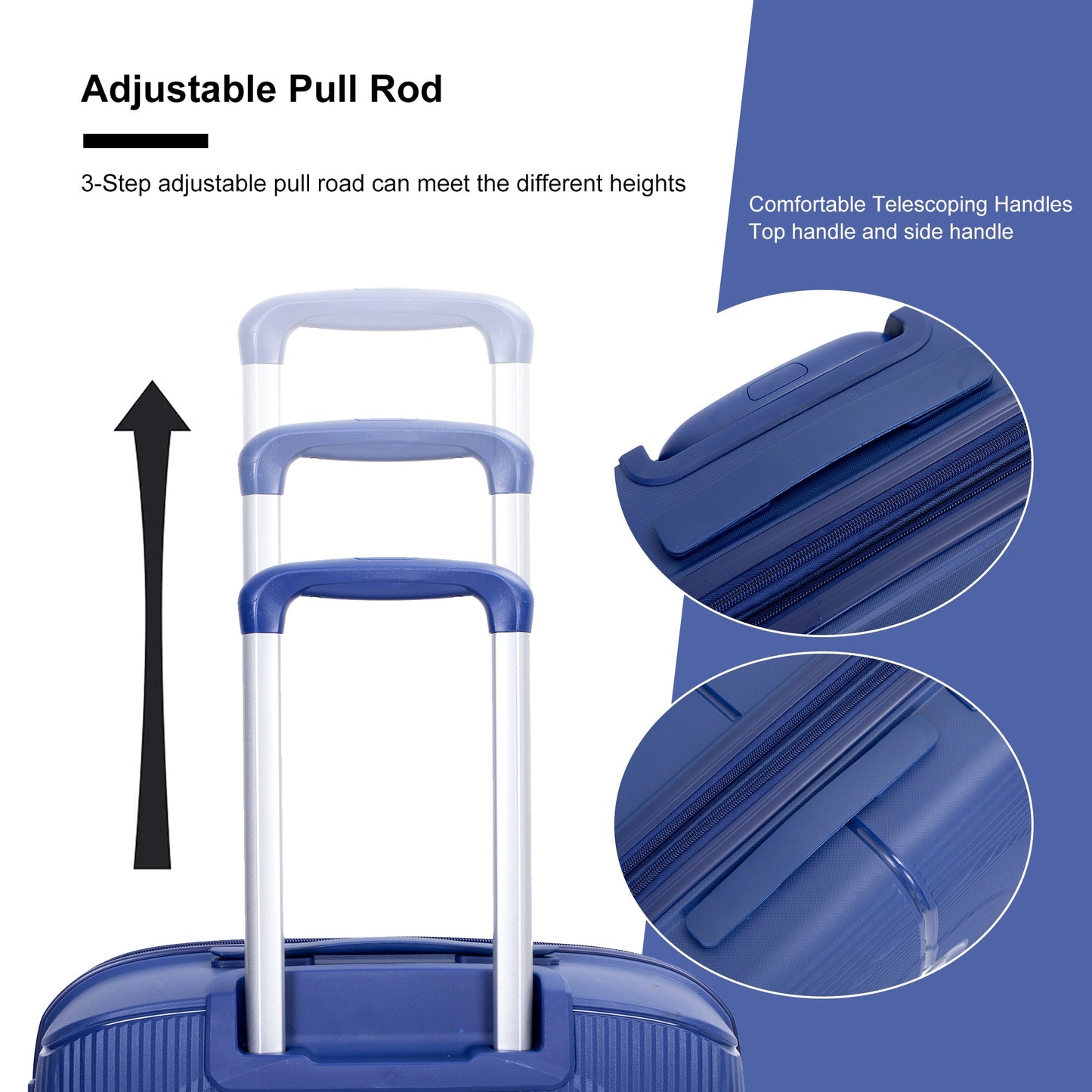 Expandable Hardshell Suitcase Double Spinner Wheels PP Luggage Sets Lightweight Durable ,3-Piece Set (20/24/28) ,Navy - Korvel