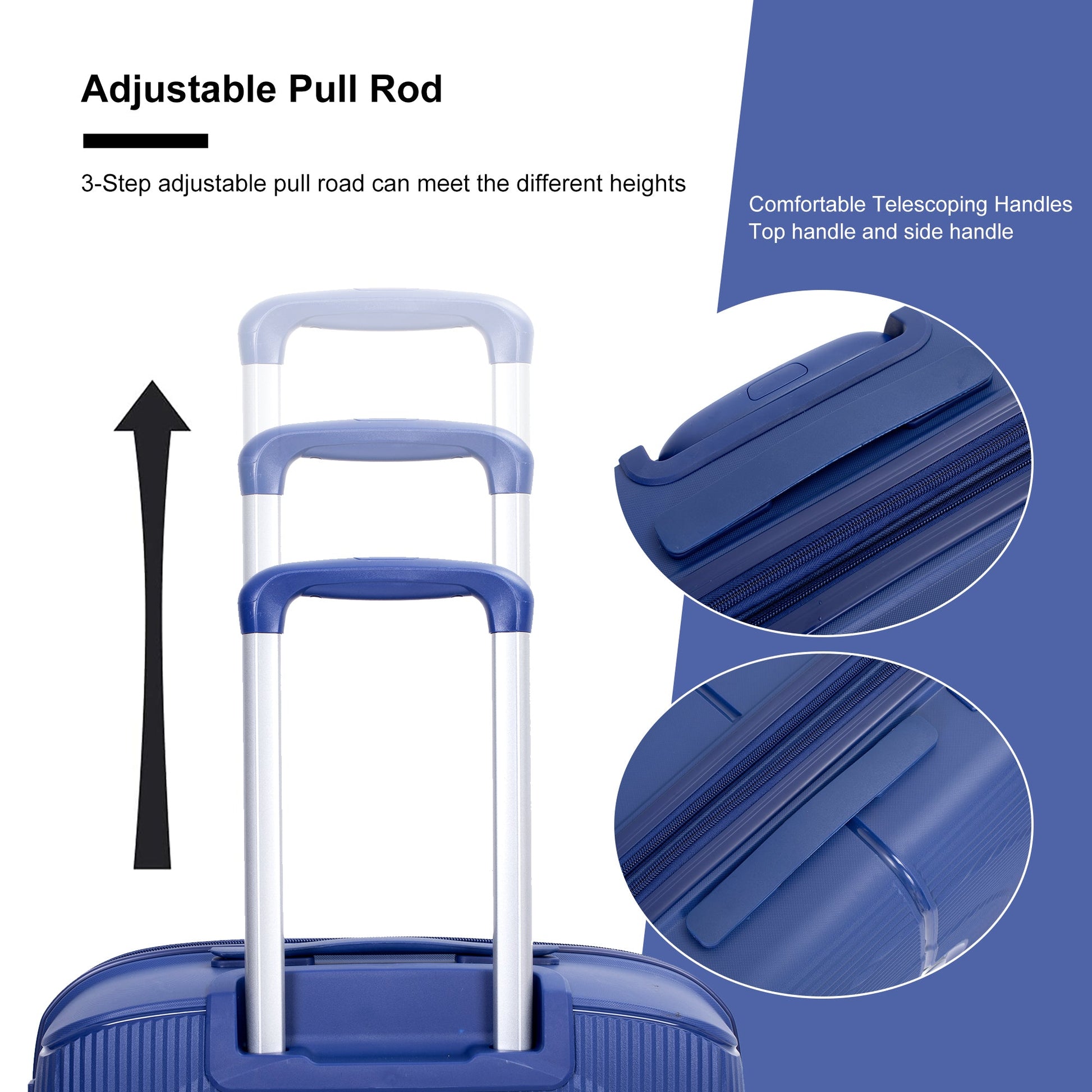 Expandable Hardshell Suitcase Double Spinner Wheels PP Luggage Sets Lightweight Durable ,3-Piece Set (20/24/28) ,Navy - Korvel