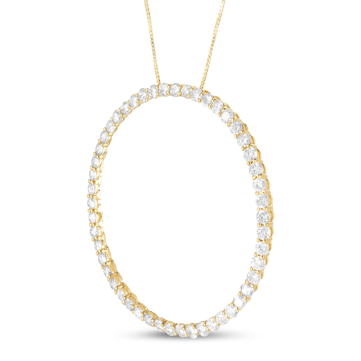 10K Yellow Gold Plated Diamond Circle Hoop Pendant Necklace