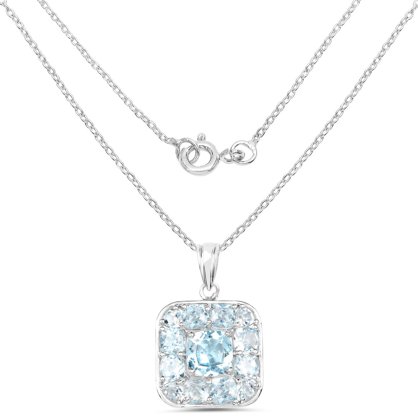 10.05 Carat Genuine Blue Topaz Pendant in Sterling Silver