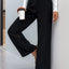 Autumn women's solid color with buckle high waisted straight leg pants - Korvel