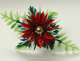 3" Poinsettia Pick with Gold Berry & Long Leaf - 72 Count