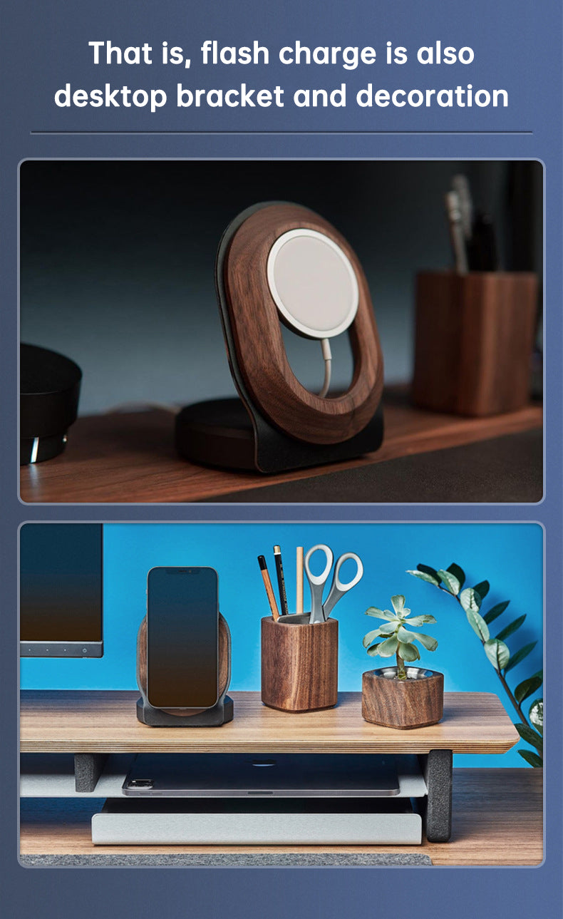 Walnut Wireless Magnetic Charger Stand for MagSafe