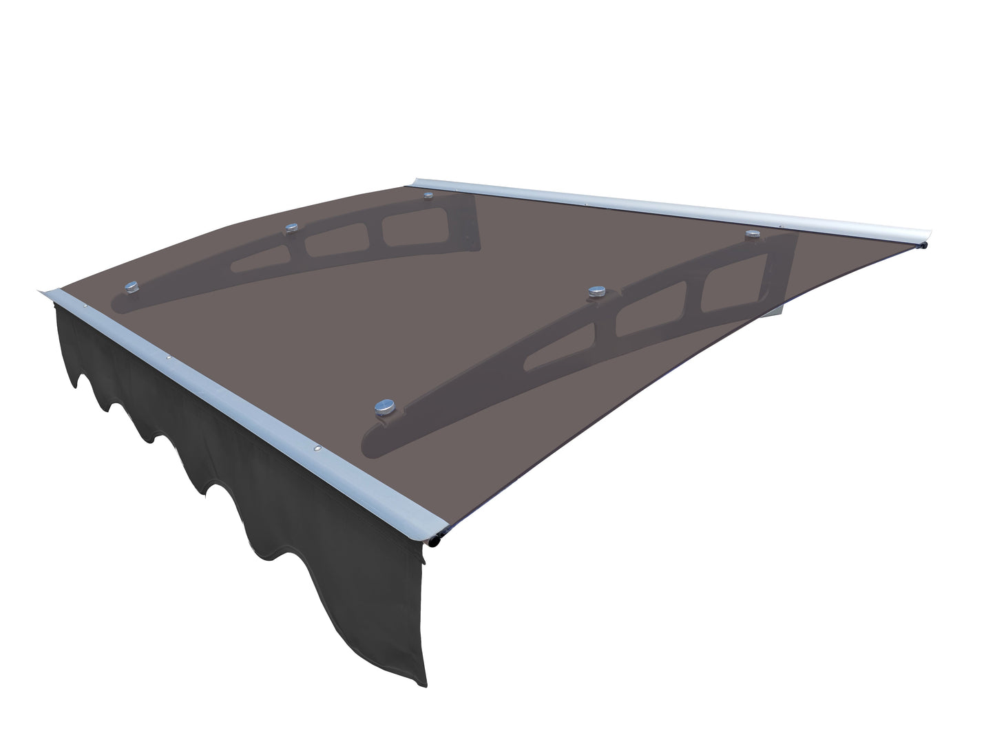 DA4734W Series Door Window Awning Made of 0.137 Inch Thick Crystal Polycarbonate Sheet in size of 47" Wide x 34" Brown Roof - Korvel