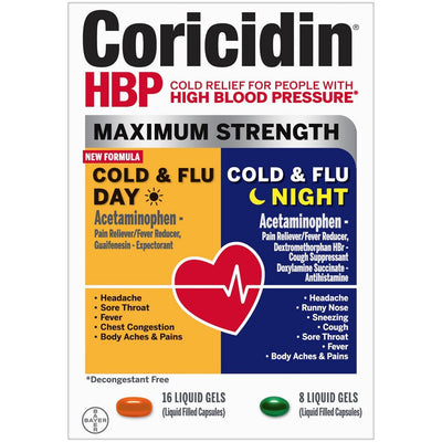 Coricidin HBP Máxima Fuerza Geles Líquidos para el Resfriado y la Gripe Día/Noche