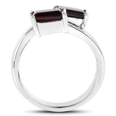 Anillo de Compromiso de Granate Genuino de 2.40 Quilates en Plata Esterlina .925