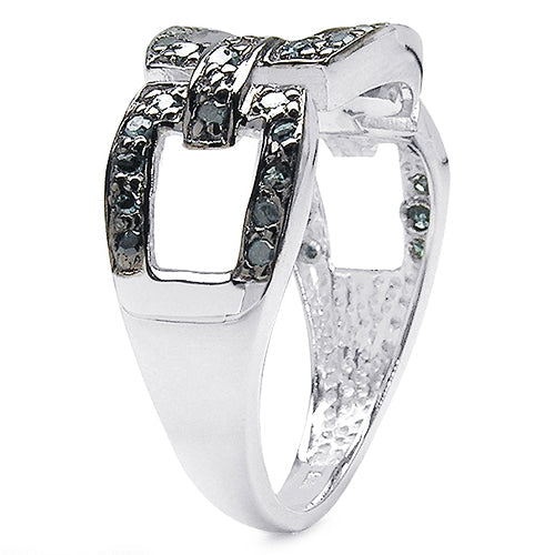 0.36 Carat Genuine Blue Diamond Sterling Silver Engagement Ring