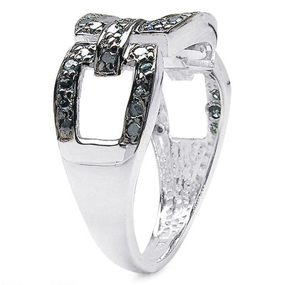 Bague de fiançailles en argent sterling avec diamant bleu véritable de 0,36 carat