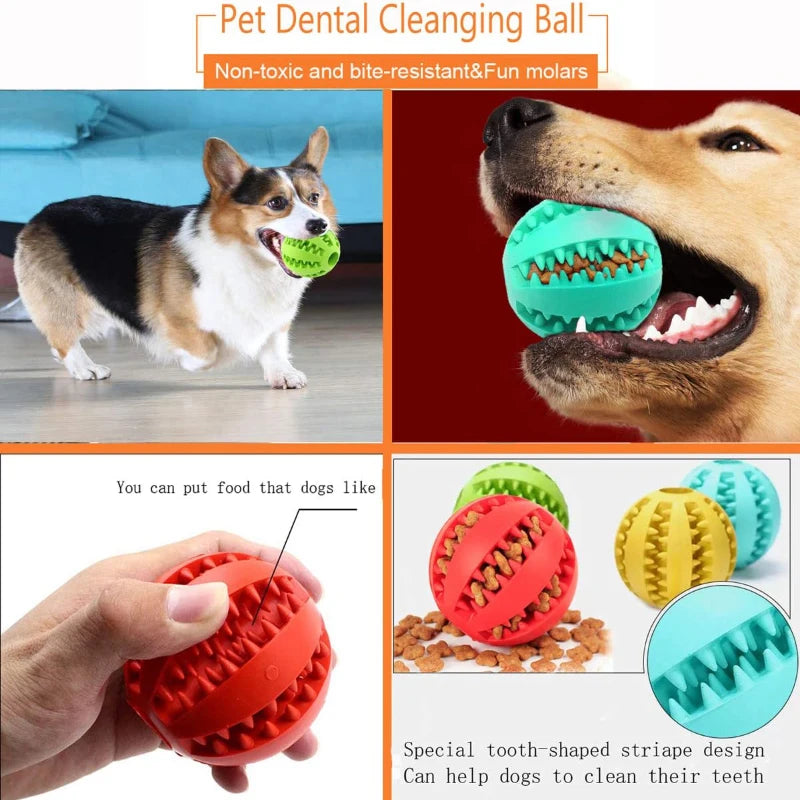 Dog Toy Ball Interactive Rubber Balls Puppy Chewing Toys Pet Tooth Cleaning Ball Cats Pets Food Treat Feeder Silicone Balls Toy - Korvel