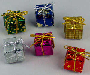 Wrapped Fancy Foil Christmas Presents - 24 Count