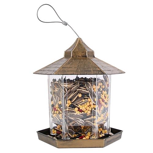 Comedero para Aves Silvestres en Forma de Gazebo Colgante con Gran Capacidad