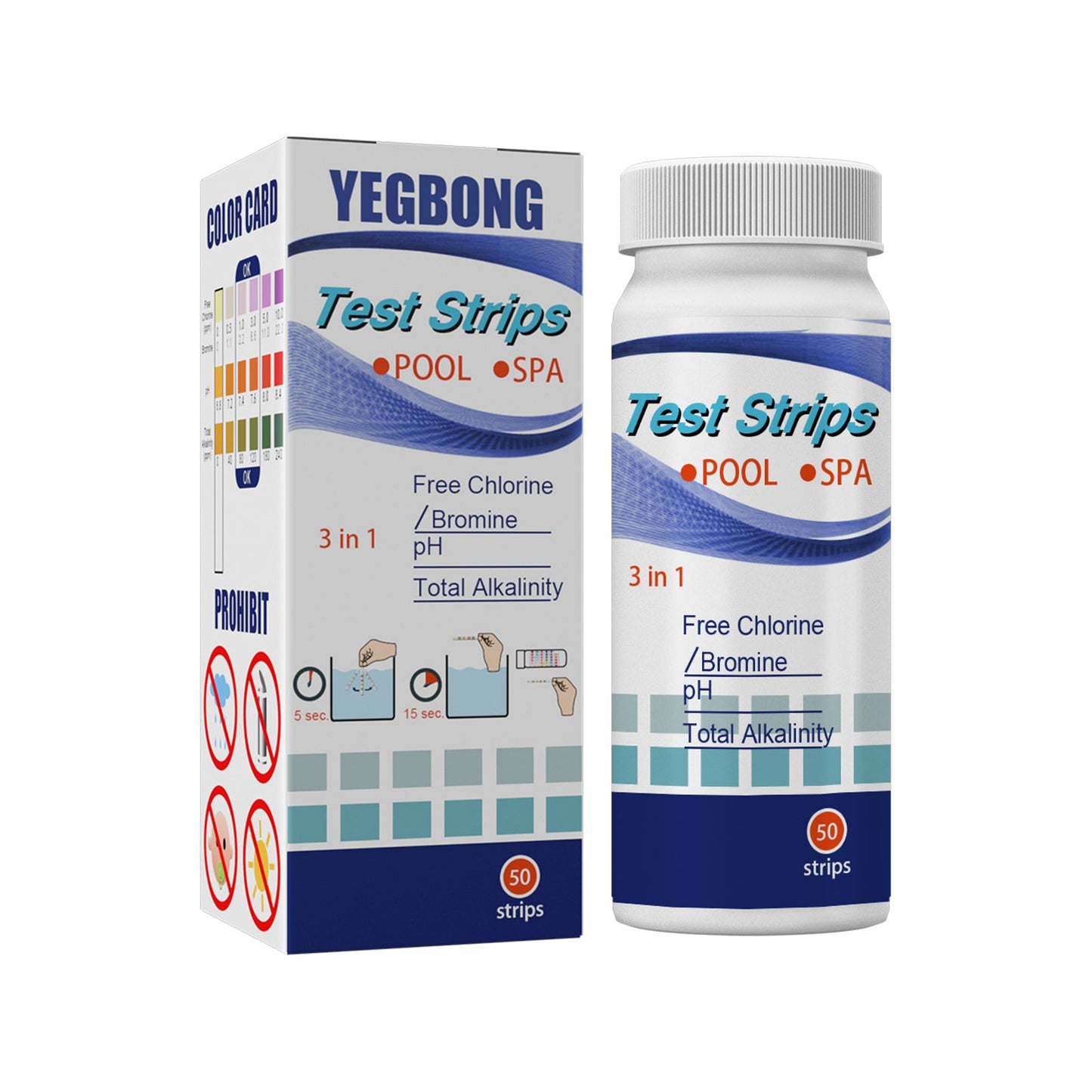 Test Strips, Swimming Pool Speed Residual Chloric Acid Base Number Total Alkalinity Total Hardness Water Quality Test Paper - Korvel
