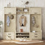 Four in one detachable hall tree with drawers and cabinets, 7 hooks, multifunctional corridor hangers, antique beige shoe stools - Korvel