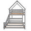 Twin over Full House Bunk Bed with Built-in Ladder Gray - Korvel