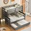 Wood Twin over Full Bunk Bed with Trundle - Gray