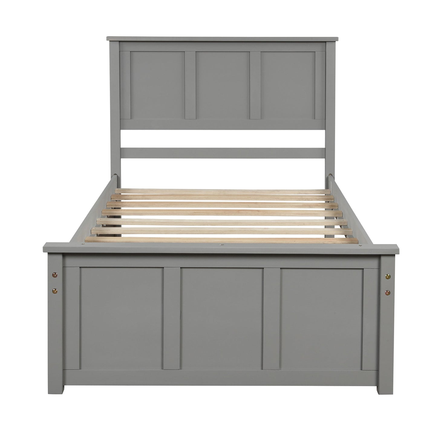 Cama Plataforma Gris con Estructura de Cama Trundle de Tamaño Individual