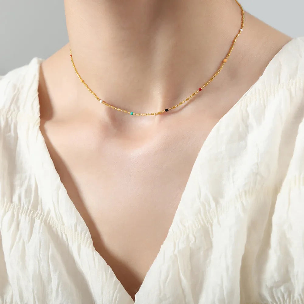 Simple rice bead splicing rice bead chain design drop glaze clip bead chain - Korvel