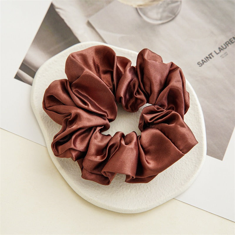 Women Silk Scrunchie Elastic Handmade Multicolor Hair Band Ponytail Holder Headband Hair Accessories 1PC Satin Silk Solid Colo - Korvel