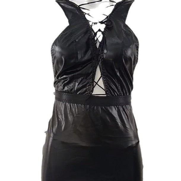 Lace up lingerie, pole dance, backless hip-hop costume, performance costume, erotic uniform - Korvel
