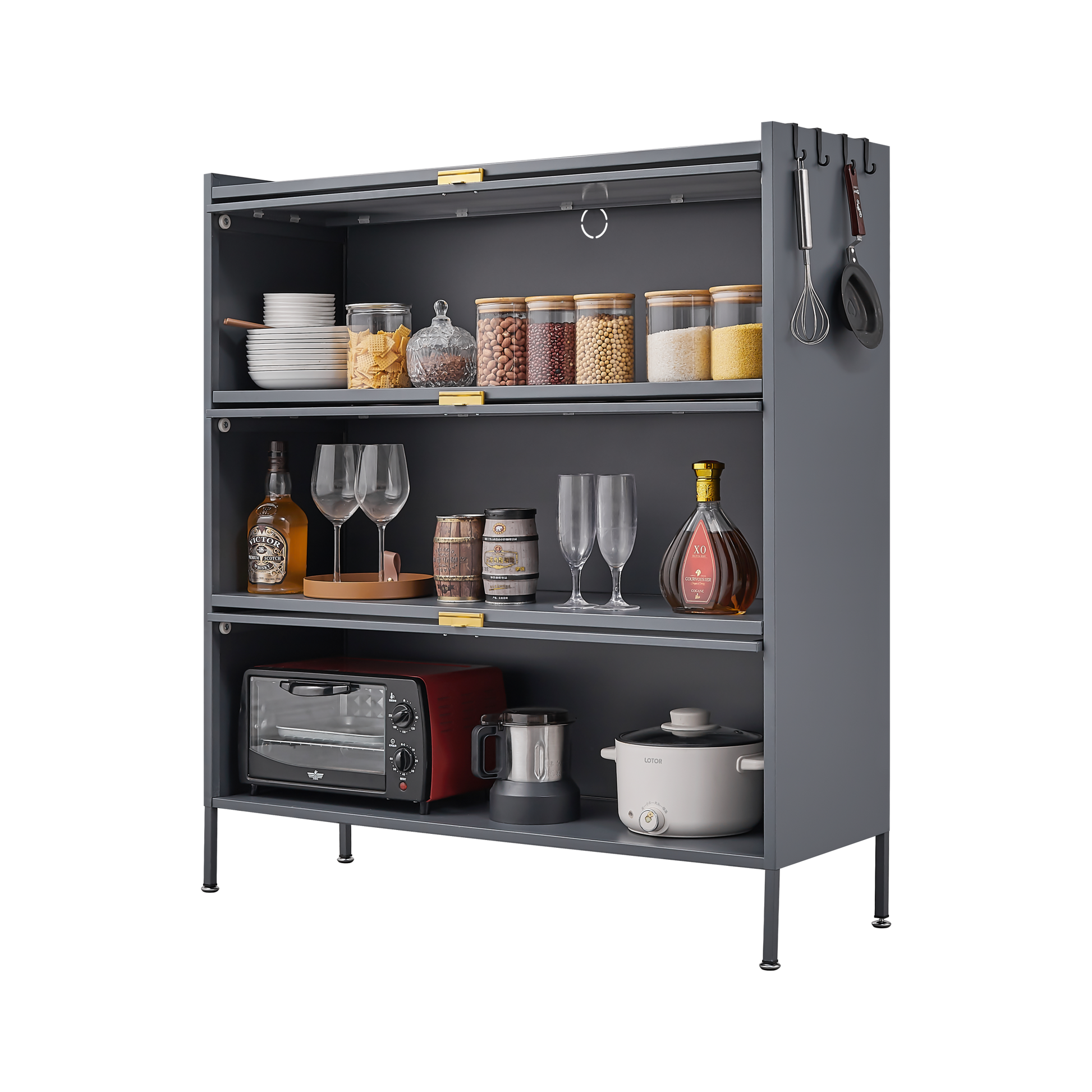 3 Tier Pantry Storage Cabinet Baker Racks for Kitchen with Storage Kitchen Pantry Storage Cabinet Microwave Rack Storage Rack - Korvel