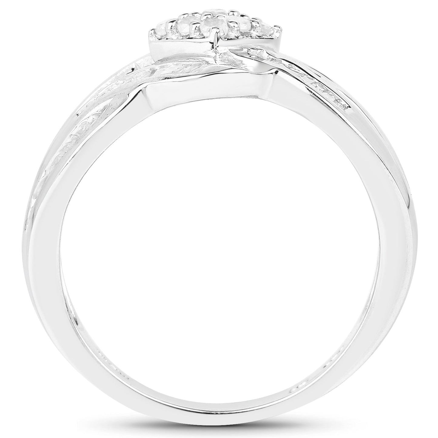 Anillo Cruzado de Diamante Blanco de 0.62 Quilates en Plata Esterlina