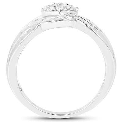 0.62 Carat White Diamond Crossover Ring in Sterling Silver