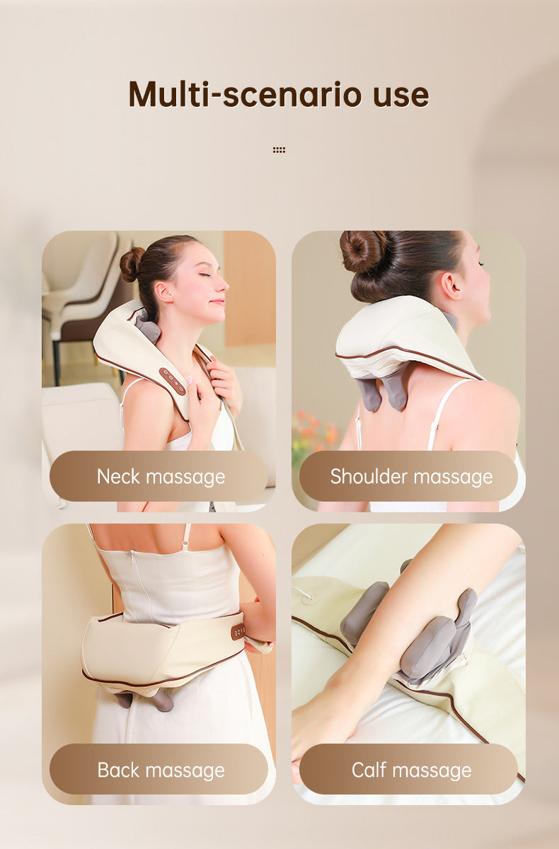 USB-C Rechargeable Kneading Massage Hot Compress Shiatsu Back Shoulder Neck Massager for Pain Relief - Korvel