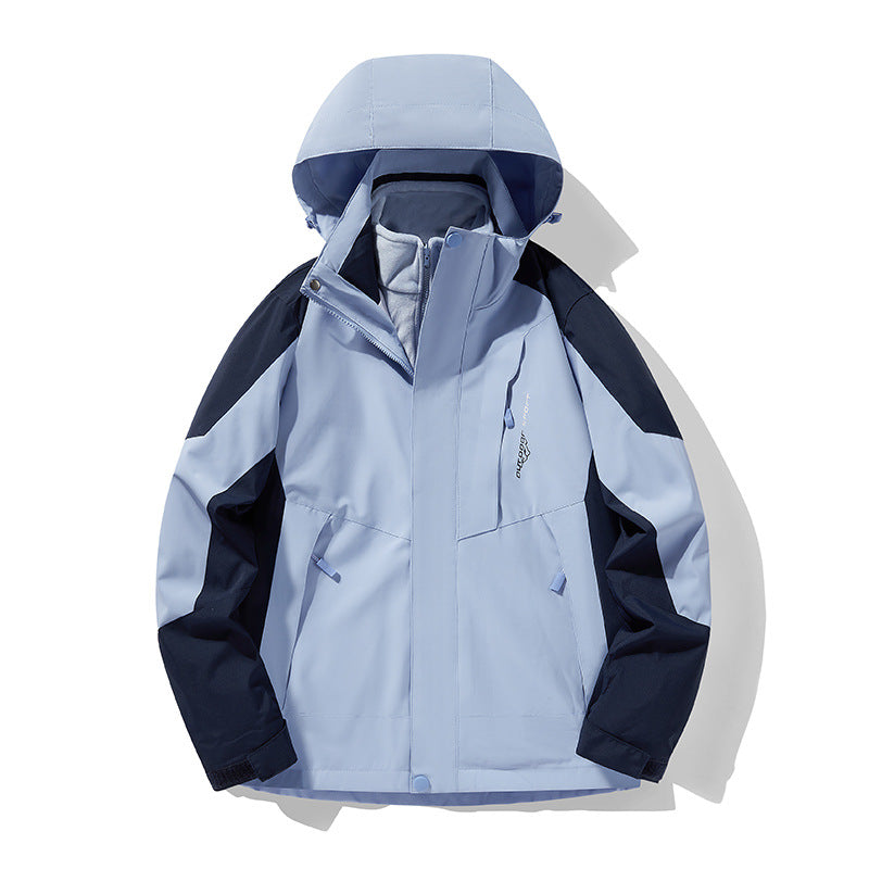 Three-in-One Waterproof Windproof Parka with Fleece Lining