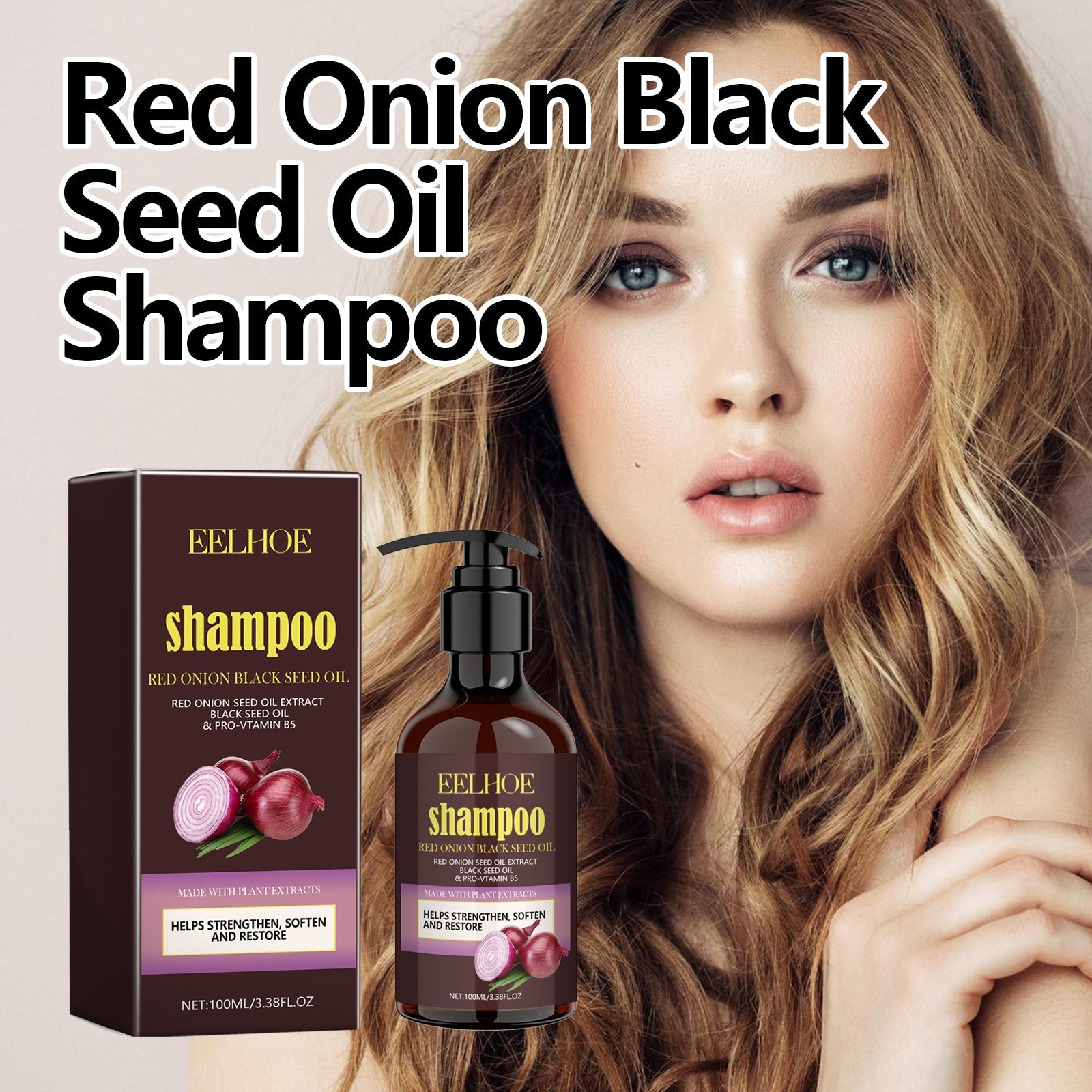 Red Onion Black Seed Oil Shampoo, Clean Scalp Easy Anti-Dandruff Smooth Hair Oil Control Shampoo - Korvel