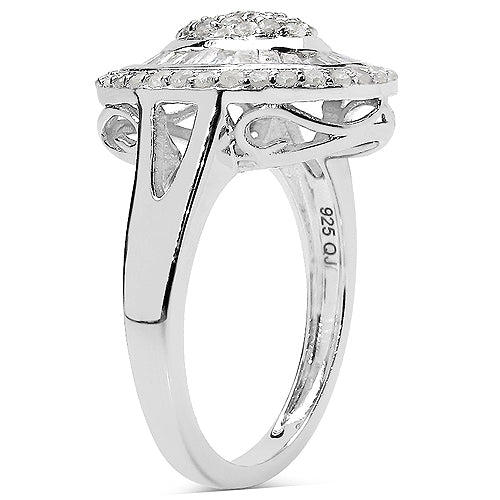 Bague de fiançailles en argent sterling avec diamant blanc véritable de 1,08 carat