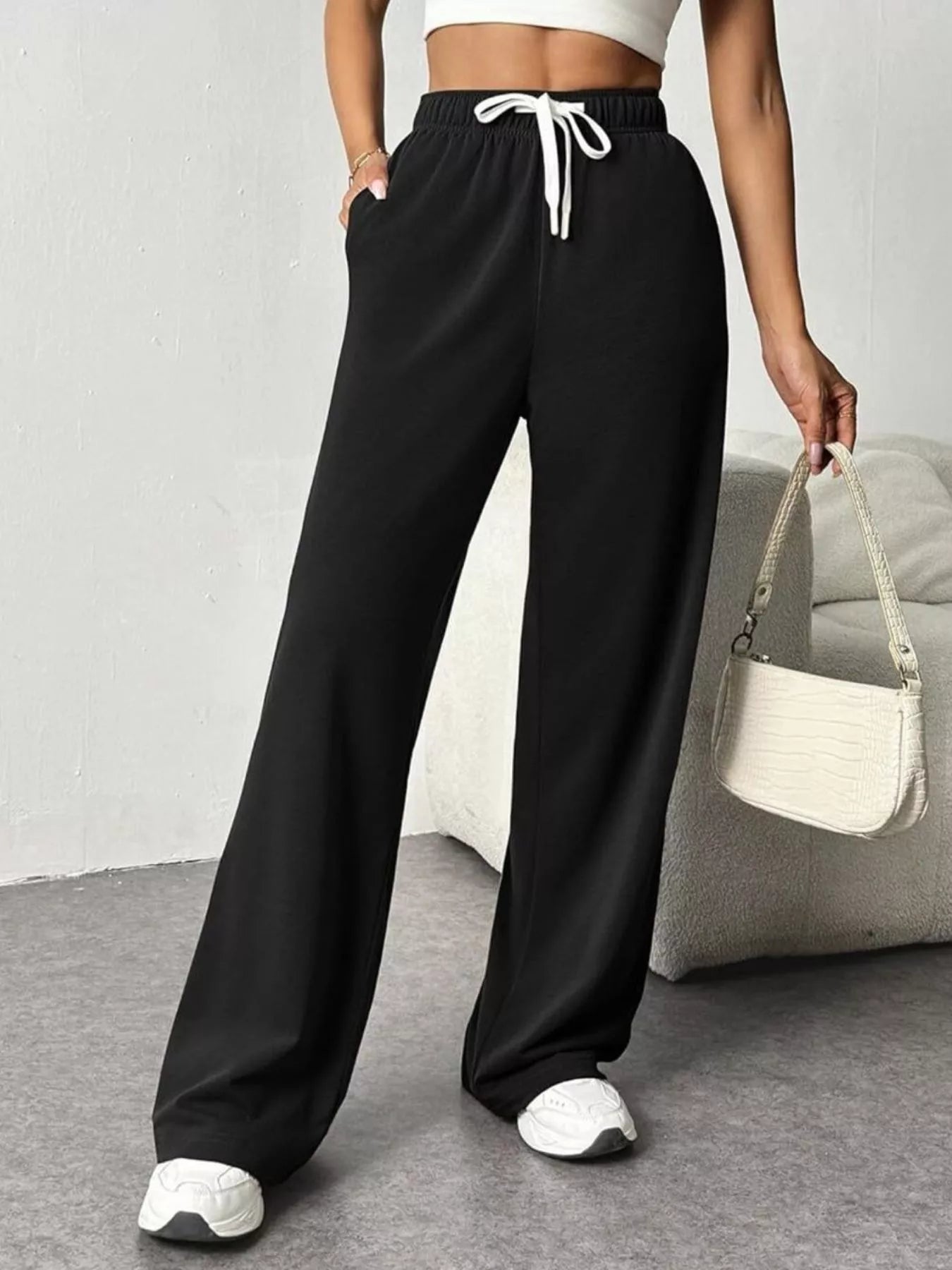 Pantalones de Pierna Ancha con Cuerda para un Estilo Sin Esfuerzo
