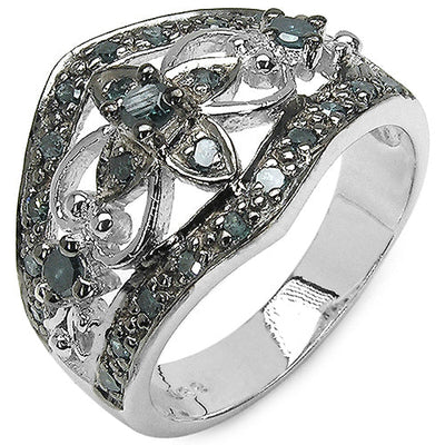 0.47 Carat Genuine Blue Diamond Sterling Silver Engagement Ring