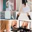 Portable makeup case, travel makeup bag with LED mirror, locked makeup storage box, brush holder, divider, rechargeable, white - Korvel