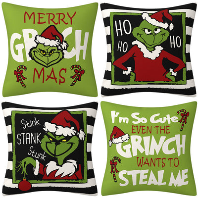 Greentown Cartoon Printed Christmas Pillow Cover Home Furnishings Cushion Sofa Pillowcase - Korvel