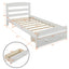 Elegant Platform Twin Bed Frame with Storage Drawer - White