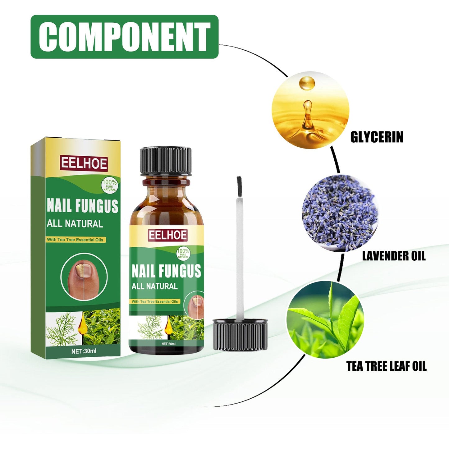 Solution de réparation des ongles avec essence d'huile d'arbre à thé