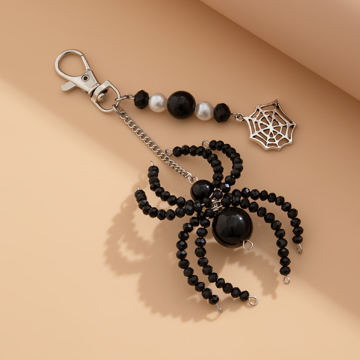 3-piece Sunflower Crystal Keychain White Pearl Weaving Spider Accessory Set - Korvel