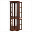 Corner Curio Cabinet with 5 Shelves and Lighting System, Walnut(E26 light bulb not included) - Korvel