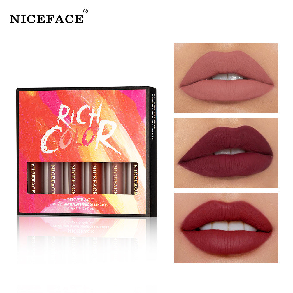 Niceface New Quality Lip Glaze Velvet Matte Lip Glaze Set Matte Non-Stick Cup Waterproof Makeup - Korvel