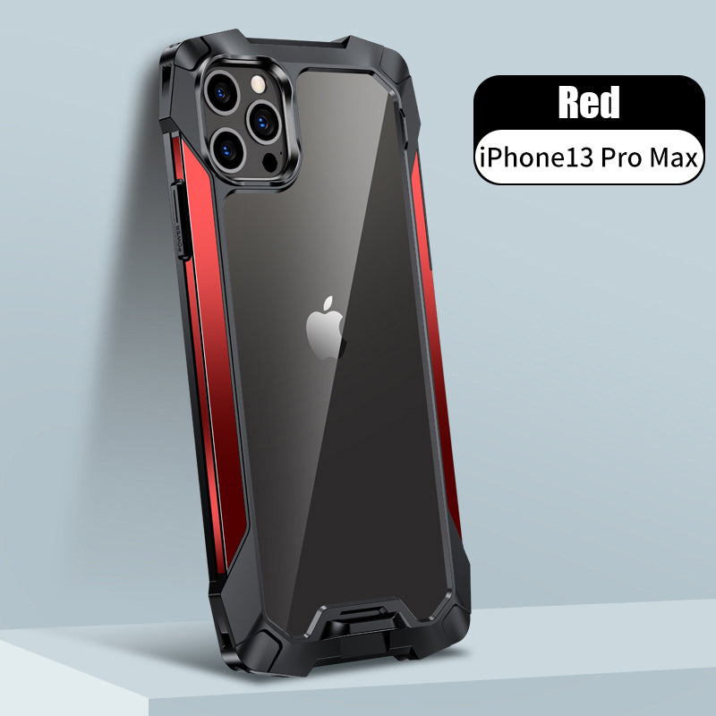 New Transparent Back Panel Protective Case Is Suitable For iPhone 13 Pro Promax Mini Metal Airbag Anti-Drop Mobile Phone Case - Korvel